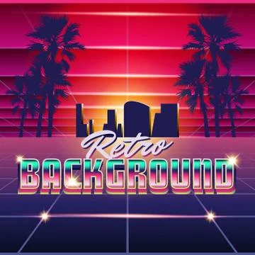Retro Wave City Background Stock Illustration