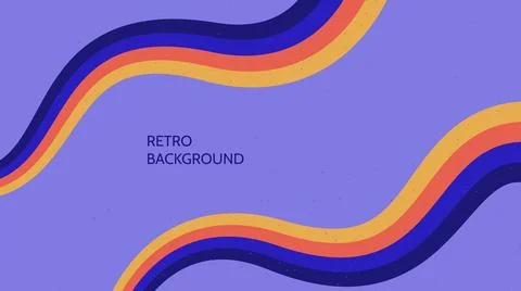 Retro wave lines background. Colourful wavy path wallpaper. Vintage curved Stock Illustration