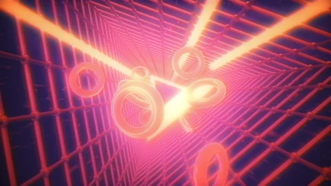 Retro Wave Shiny Grid VJ Loop Stock Footage 95836196