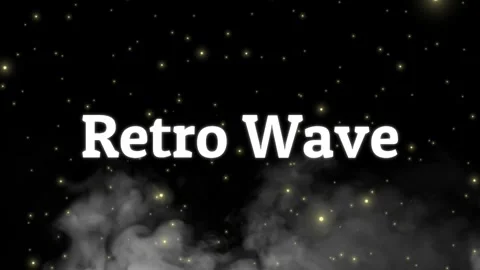 Retro wave text overlay with floating golden dust particles with background Stock Footage 338389888
