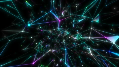 Retro wave universe.Plexus structure evolving in organic motion. Camera moves in Stock Footage 104683347