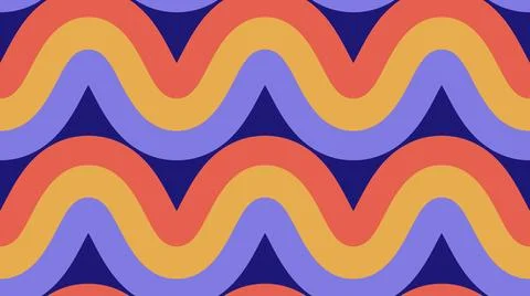 Retro waves seamless pattern. Rainbow stripes repeating background. Colorful Stock Illustration