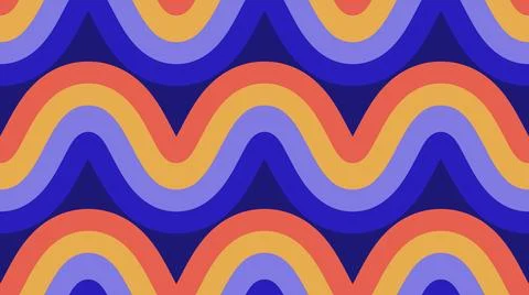 Retro waves seamless pattern. Rainbow wavy stripes repeating background Stock Illustration
