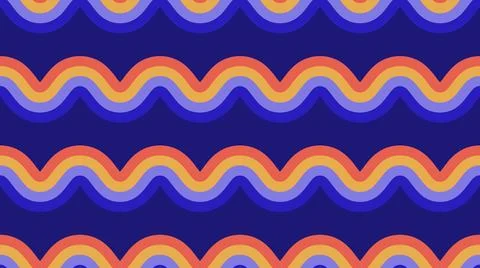 Retro waves seamless pattern. Wavy stripes repeating background. Colorful curved Stock Illustration