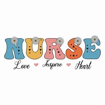 Retro wavy Nurse typography t shirt design,nurse sublimation design Stock Illustration