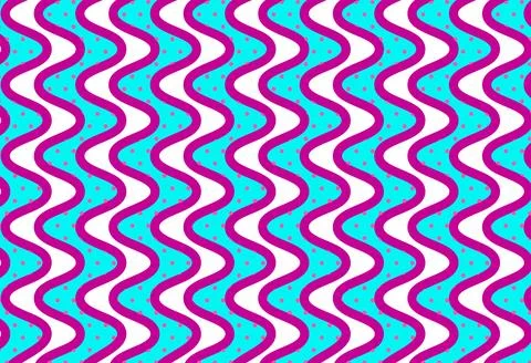 Retro Wavy Seamless Pattern With Turquoise Background And Magenta Dots Vibr.. Stock Illustration