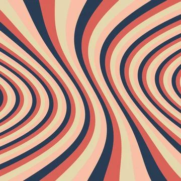 Retro wavy stripes pattern in warm beige coral and dark blue for vintage gr.. Stock Illustration