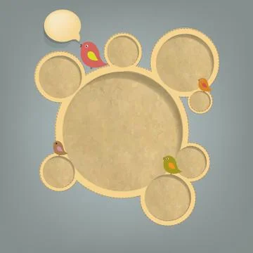 Retro web design bubbles with birds Stock Illustration