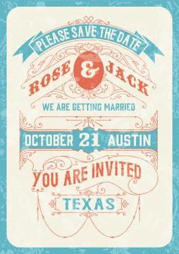 Retro wedding card Stock Illustration