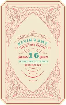 Retro wedding card Stock Illustration