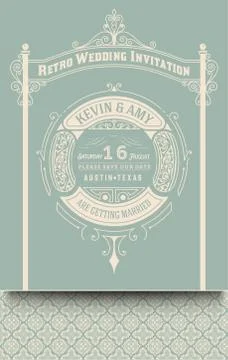 Retro wedding card Stock Illustration