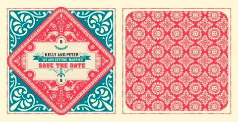 Retro wedding card. Vector by layered Stock Illustration