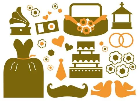 Retro wedding design elements ( brown ) Stock Illustration
