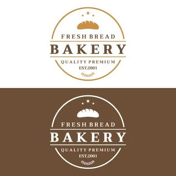 Retro wheat bread logo design template. Badge for bakery, home made bakery,.. Stock Illustration