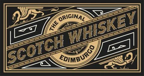 Retro whiskey label. Vector Stock Illustration