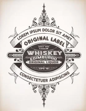 Retro whiskey label. Vector Stock Illustration