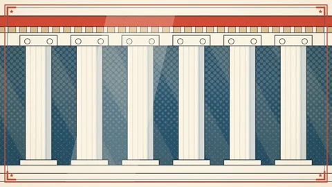 Retro-white-house-column-colonnade-raking-light-loop 스톡 동영상 343627294