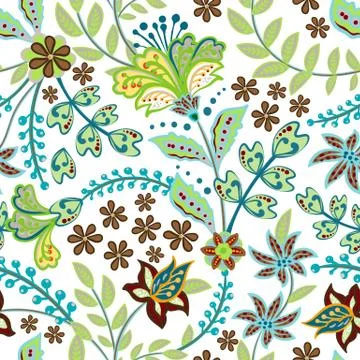 Retro wild flower pattern in the many kind of florals. Botanical Motifs 스톡 일러스트