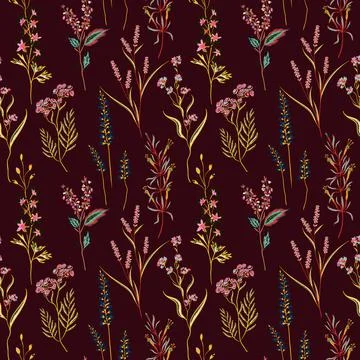 Retro wild flower pattern in the many kind of florals. Botanical Motifs Stock Illustration