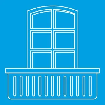 Retro window and balcony icon, outline style Ilustración de archivo