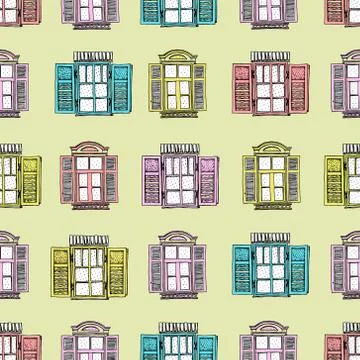 Retro window. Seamless vector pattern Stock Illustration