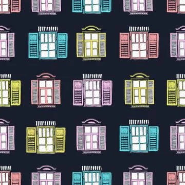 Retro window. Seamless vector pattern Stock Illustration