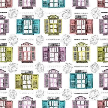 Retro window. Seamless vector pattern Stock Illustration