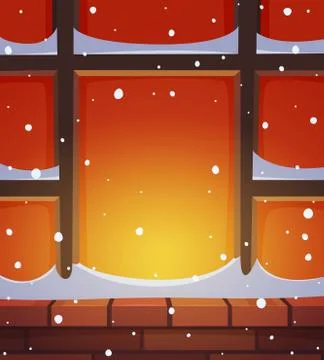 Retro Window in Snow Stock Illustration