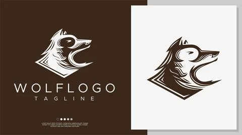 Retro wolf logo design template. Wolf logo design vector. Stock Illustration