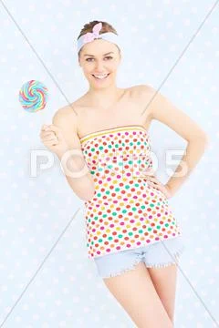 Retro Woman With Lollipop