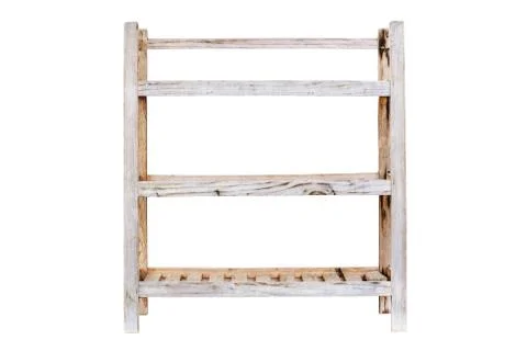 Retro wooden shelf isolated Stock Photos