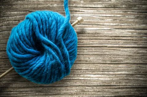 Retro wool and knitting needle Stock Photos