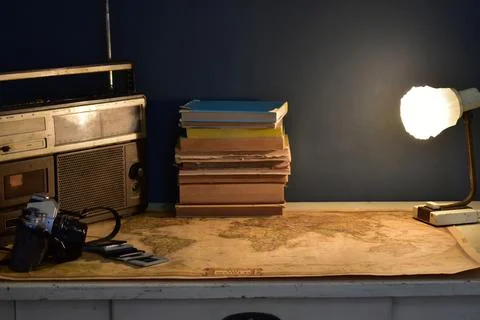 Retro workspace concept 스톡 사진