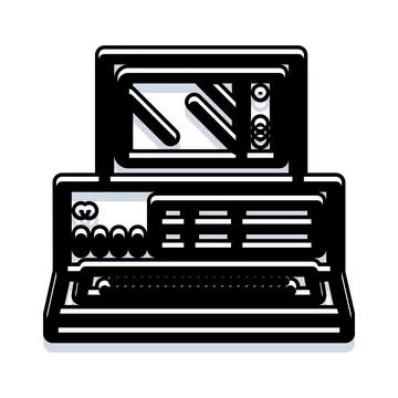 Retro workstation creating digital music and sound waves Illustrazione stock