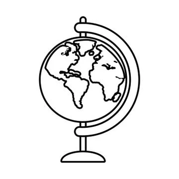 Retro world map line style icon Illustrazione stock