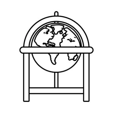 Retro world map line style 스톡 일러스트