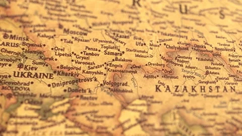 Retro World Map Russia. Stock-Footage 124475345