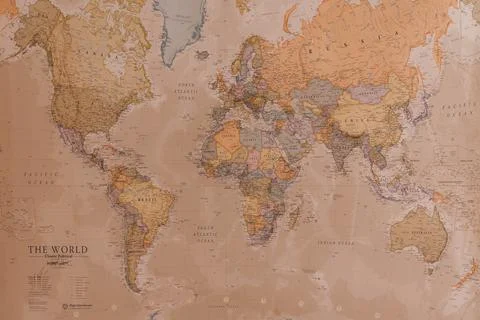 Retro world map, textured and vintage Stock Photos