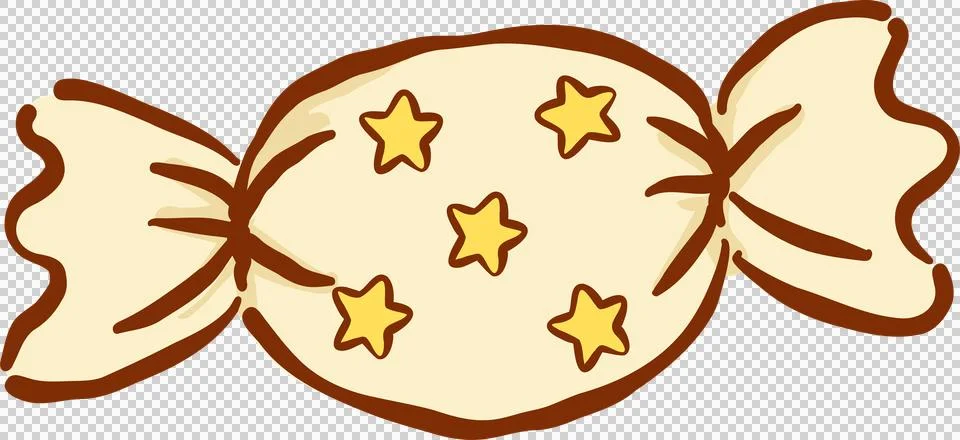 Retro Wrapped Candy with Star pattern Hand drawn Illustration Illustrazione stock