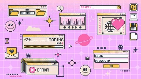 Retro Y2K computer window page interface screen Stock Illustration