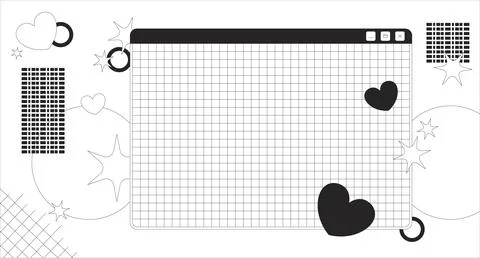 Retro Y2K grid desktop window lo fi line background Illustrazione stock