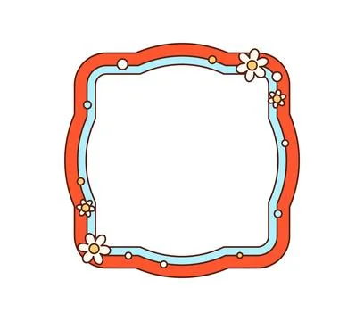 Retro Y2K wavy square frame with orange border Stock Illustration