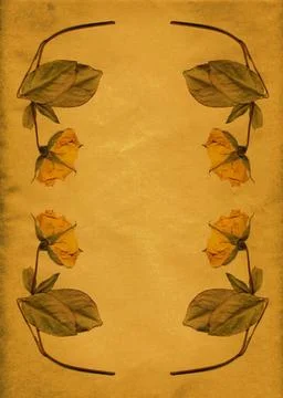 Retro yellow flower border Retro wall flower border, gold and yellow Copyr... Stockfoto's