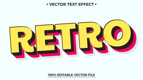Retro Yellow Simple Editable Text Effect, Editable Font Style Theme 스톡 일러스트