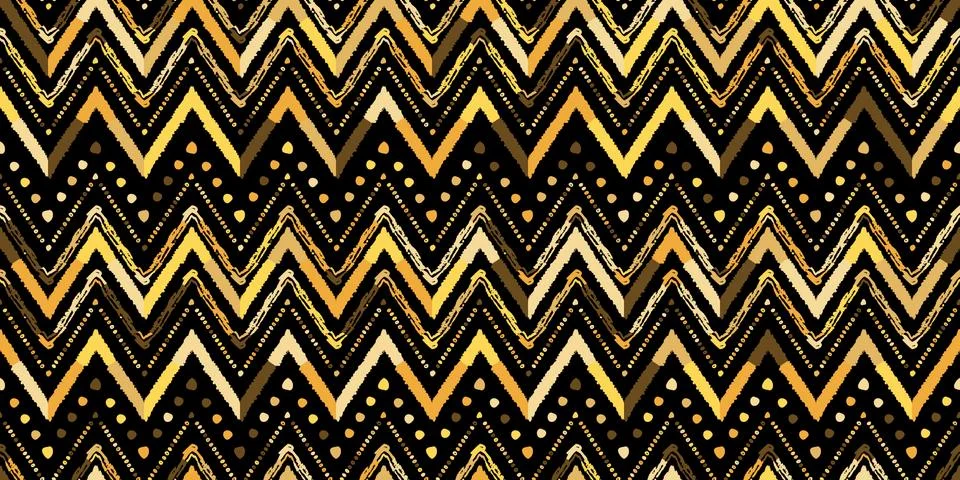 Retro zigzag african gold pattern. Chevron design Stock Illustration