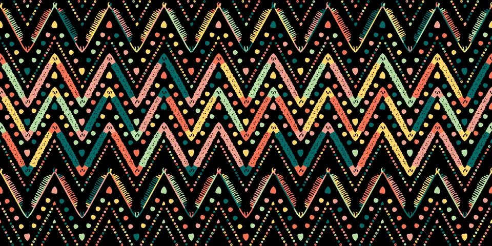 Retro zigzag african gold pattern. Chevron design Stock Illustration