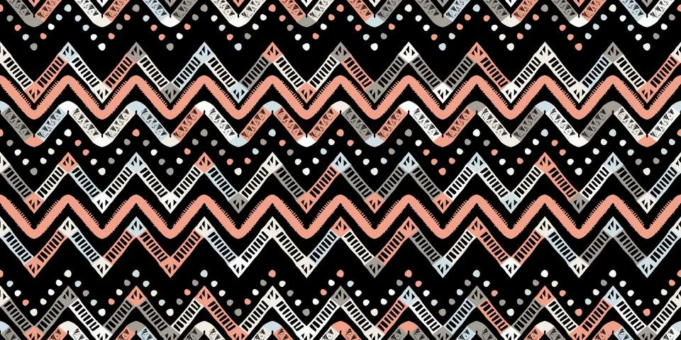 Retro zigzag african gold pattern. Chevron design Stock Illustration