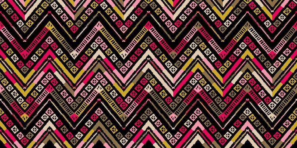 Retro zigzag african gold pattern. Chevron design Stock Illustration