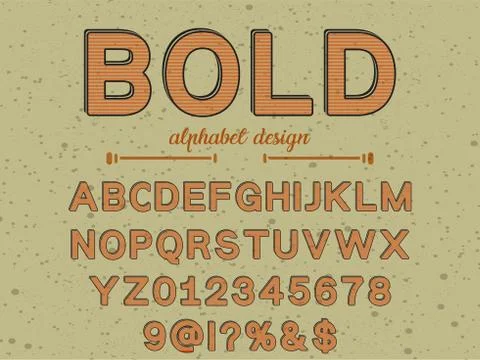 Retro.alphabet font.Typeface.Script.Shadow Effect.Handcrafted handwritten vec Illustrazione stock