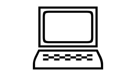 Retrocomputing shape icon animated black color in white background Stock Footage 264644675